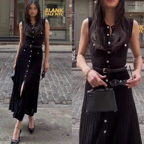 Sandro Tuileries Pointelle Knit Dress Black FR 36/US 4 - Picture 2 of 8